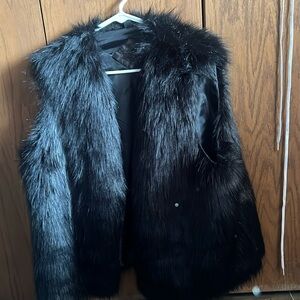 NWT Black furry vest.